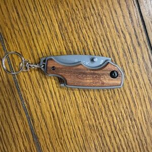 Wooden Handle Keychain Knife